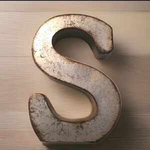 Letter "S" Galvanized Metal 6" Rustic Country Industrial Farmhouse 3D